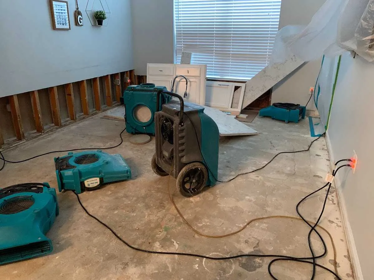Dehumidifier in flood-cut room for Water Damage Restoration in Citrus Park